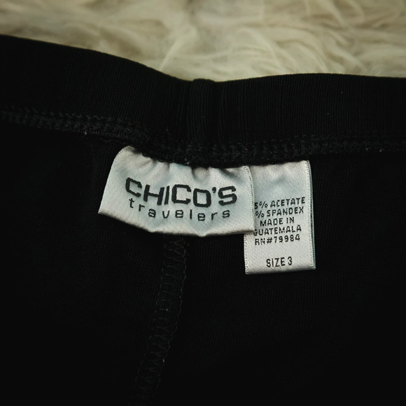 Chico's 3 Size XL Black Traveleres Pull On Midi Length Actate Blend Knit Skirt - Picture 3 of 5
